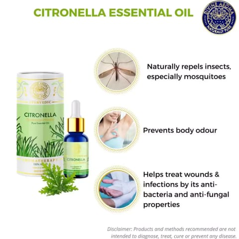Divine Aroma Citronella 100% PURE & Natural Essential Oil For Repelling Insects 10ml