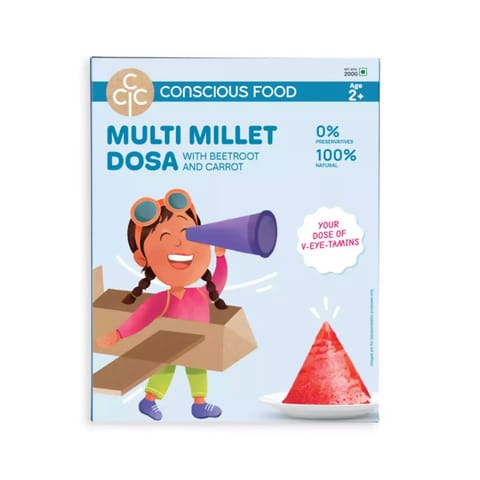 Conscious Food For Kids Multi Millet Dosa Mix | 400g Pack of 2 (200g X 2) | 100% Natural