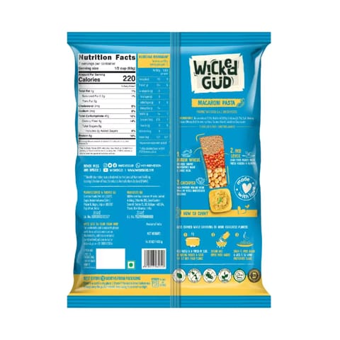 WickedGud Macaroni Pasta Made with Durum Wheat (400gm x 2)