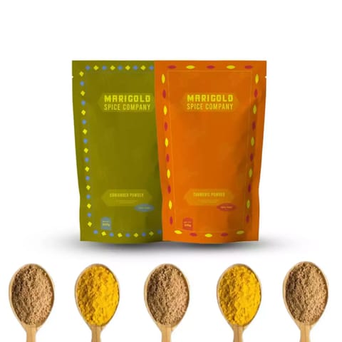 Marigold Spice Company All Natural Coriander Dhaniya Powder(500gm) And Turmeric/Haldi Powder(200gm)