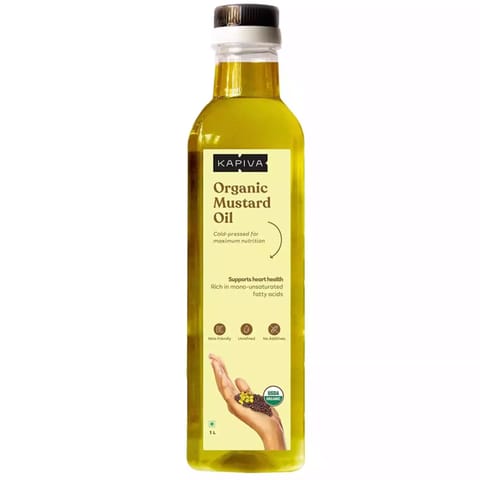 Kapiva Organic Cold Pressed Mustard Oil - 1 Ltr