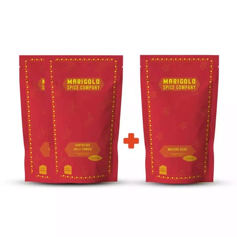 Marigold Spice Company All Natural Red Guntur Chili Powder (1Kg) & Rai/Mustard Seeds(250gm)