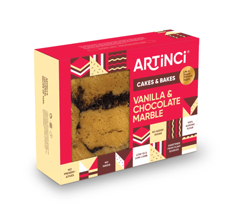 Artinci Vanilla & Chocolate Marble Cake - Gluten Free, Sugar Free, Diabetic Friendly, Keto - 150 gms