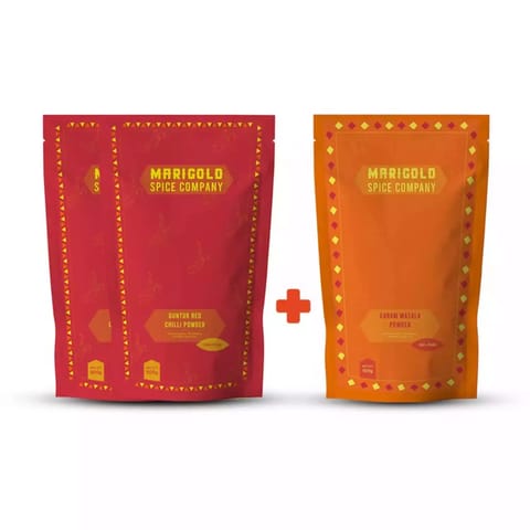 Marigold Spice Company All Natural Red Guntur Chili Powder (1Kg) & Garam Masala Powder(100gm)