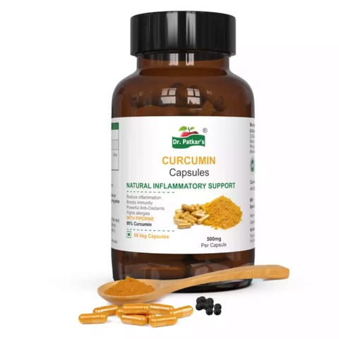 Dr. Patkars Curcumin with Bioperine | Anti-Inflammatory | Antioxidant | 60 Capsules | Vegetarian Cap