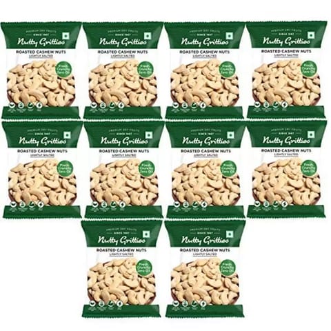 Nutty Gritties Roasted Cashews - (Pack of 10-21g Each) - 210g