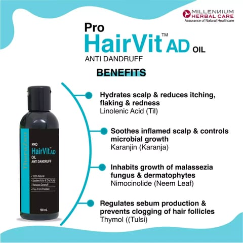 Pro Hairvit Ad (Anti-Dandruff) Hair Oil | Oil for Dandruff Free Scalp & Hair (100 ml * 2)