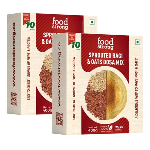 Foodstrong Sprouted Ragi & Oats Dosa Mix | Pack of 2 | 400 gms