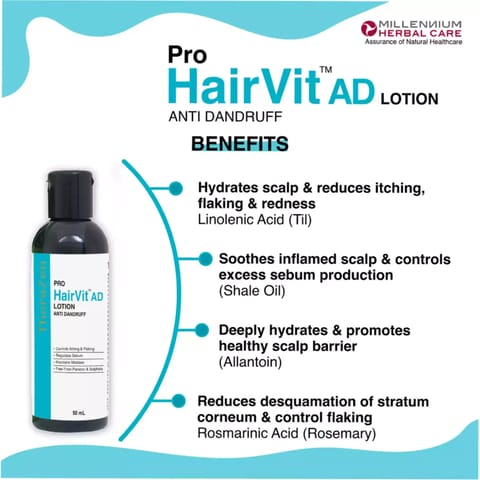 Pro HairVit ad (anti-dandruff) scalp lotion | for dandruff free scalp (50 ml x 2 bottles