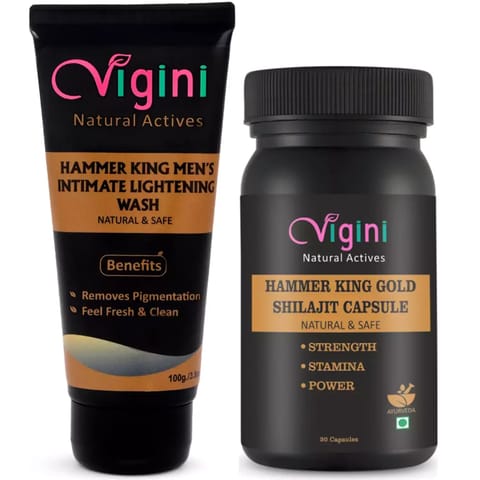 Vigini Hammer King Shilajit Caps Stamina Testosterones Booster, Whitening Intimate Hygiene Gel Wash