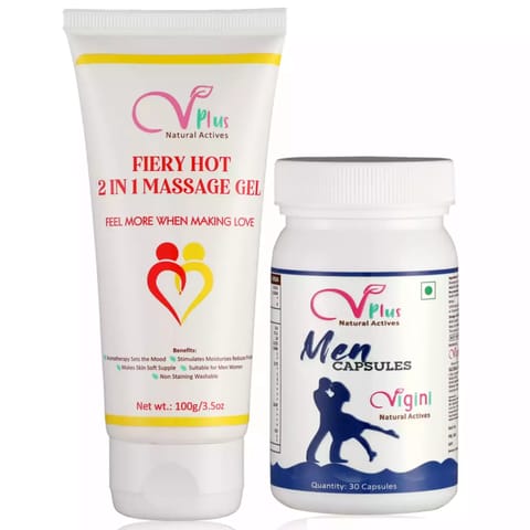 Vigini Hot Intimate Lubricant Massage Gel with Testosterone booster Energy Stamina Sexual Capsules
