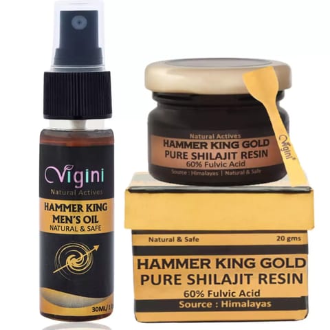 Vigini Pure Premium Gold Shilajit Resine boost Testosterone Level & Lubricants Sensual Massage Oil