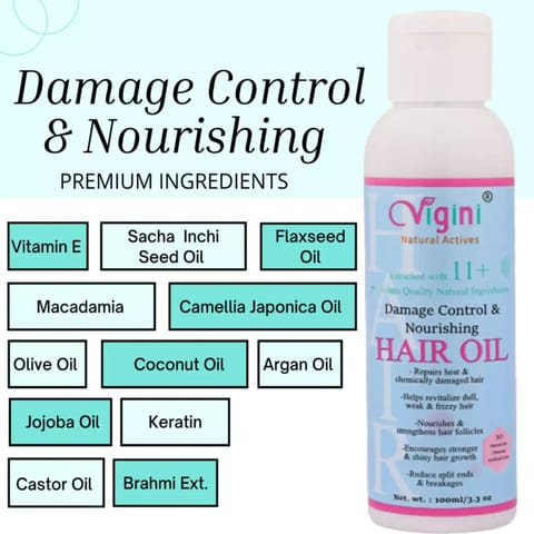 Vigini Anti-Dandruff Pre Shampoo Revitalizer Tonic Hair, Damage Growth Repair/Fall/Loss Control Oil