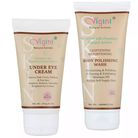 Vigini Body Lightening Whitening Glutathione Underarms Polishing Soap Free Wash + Under Eye Cream