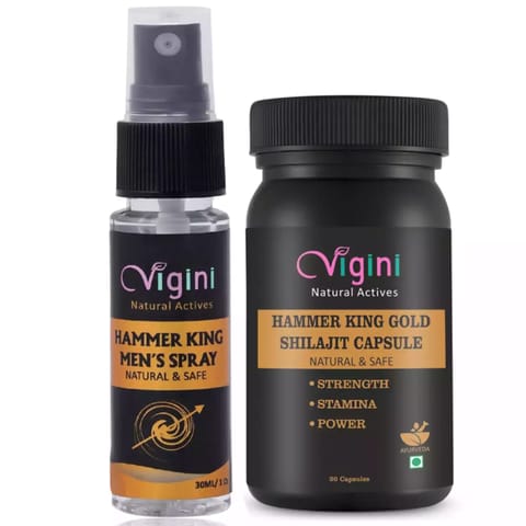 Vigini Hammer King Shilajit Gold Capsule Strength Stamina Booster & Long Lasting Delay sexual spray
