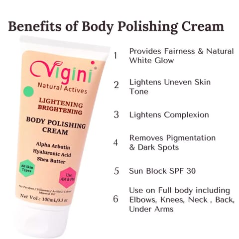 Vigini Body Lightening Fairness Skin Moisturizing Underarms Elbow Polishing Cream, Wash