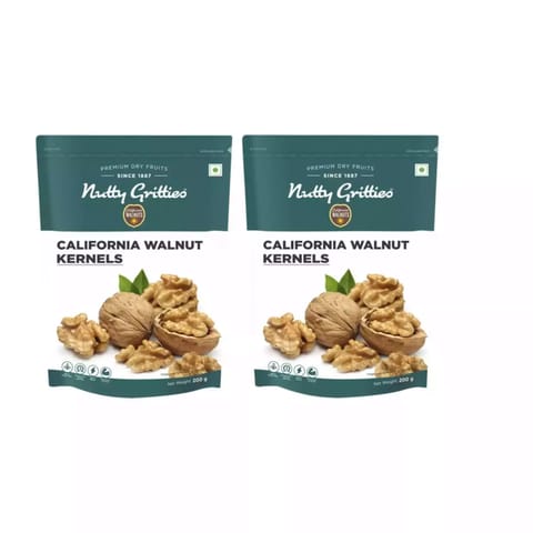 Nutty Gritties California Walnut Kernels Without Shell- 200g ( Pack of 2 )