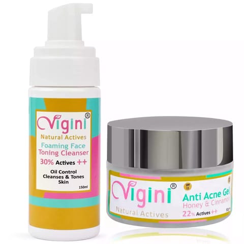 Vigini Acne Foaming Toner Cleanser Soap Free Face Wash, Gel for Blackhead Redness Oily Prone Skin