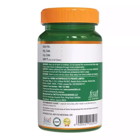 Pure Nutrition Lung Detox Supplement for Men & Women (60 Veg Capsules)