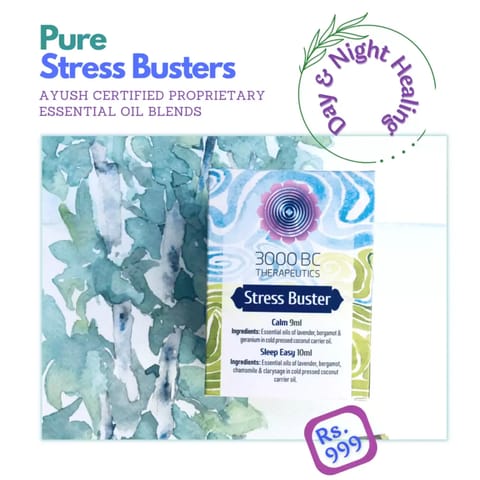 3000 BC Therapeutics Stress Buster Kit Pure Ayush Certified Essential oil blends