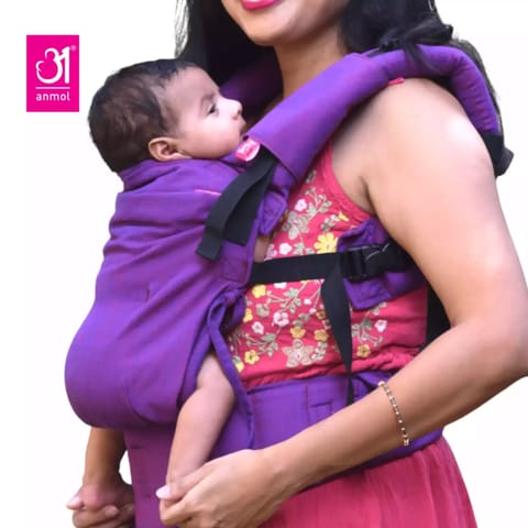 Anmol Baby Ergonomic Adjustable Baby Carrier Flexy Purple - 100% Handwoven Cotton Newborn to Toddler