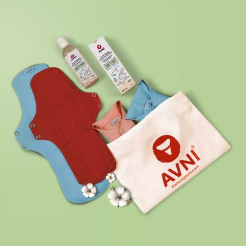 Avni Lush Washable Cloth Pads,4s (2R+2L) + Natural Period & Inner Wear Wash-100ml_Combo Pack