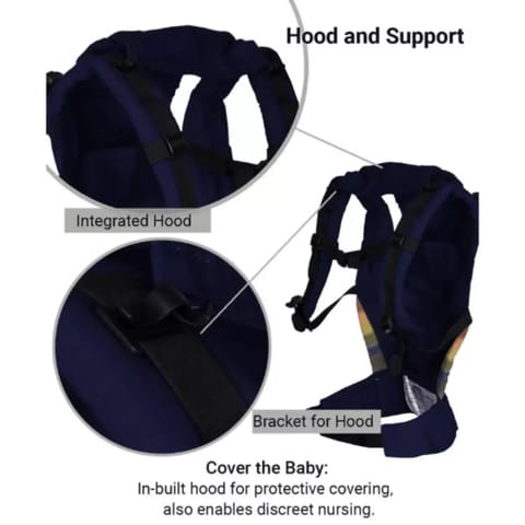 Anmol Baby Easy Navy Blue - Ergonomic Baby Carrier | Easy to use 100% Cotton, Hands Free Carrier wit