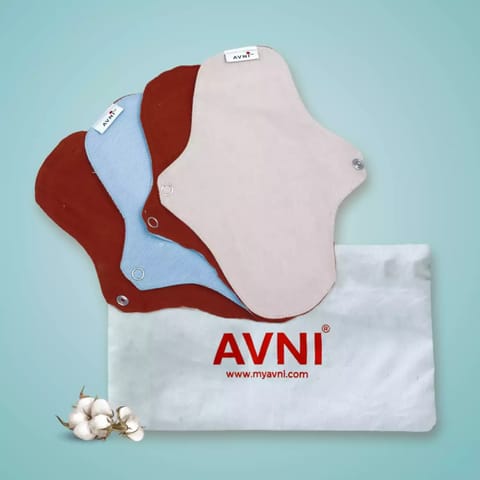 Avni Lush Organic Cotton Washable PantyLiner, (4L-24cm)| Antimicrobial | With Pouch |EveryDay