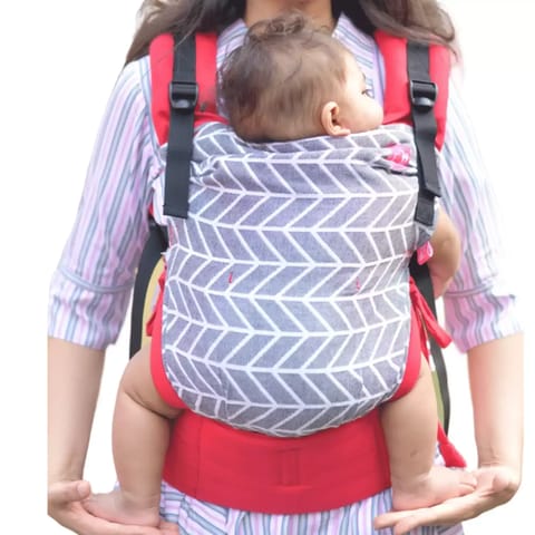 Anmol Baby Ergonomic Adjustable Baby Carrier Flexy Shiv Red - 100% Handwoven Cotton Newborn to Toddl