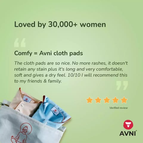 Avni Lush Washable Cloth Pads, 4s (3R+1L) + Natural Period & Inner Wear Wash-100ml_Combo Pack