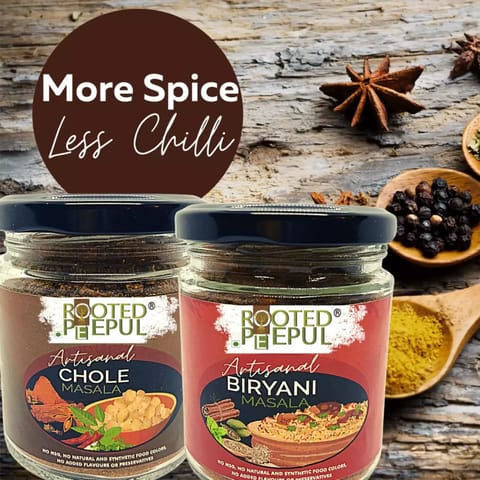 Rooted Peepul Artisanal Biryani Masala & Chole Masala Combo | Less Chilli More Spice| (75g x 2)