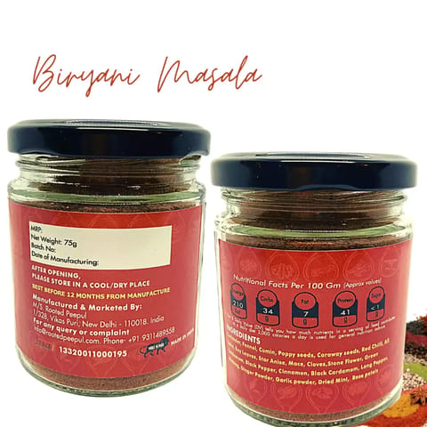Rooted Peepul Artisanal Biryani Masala, Sambar Masala Combo | Less Chili More Spice (75g X 2)