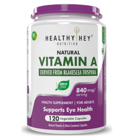 HealthyHey Nutrition Natural Vitamin A from Beta Carotene - 120 Veg Capsules