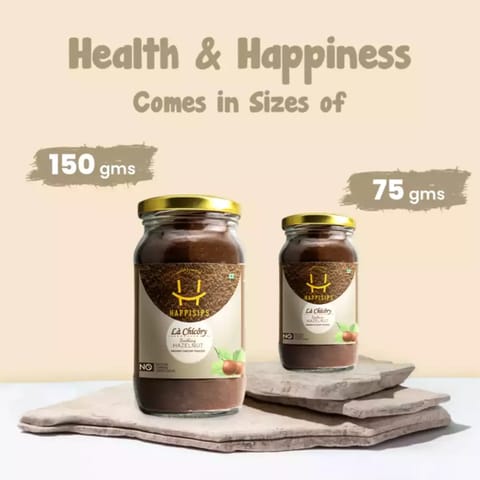 Happisips- Instant Chicory Powder "Hazelnut-75gm" Caffiene-Free & Healthier Life