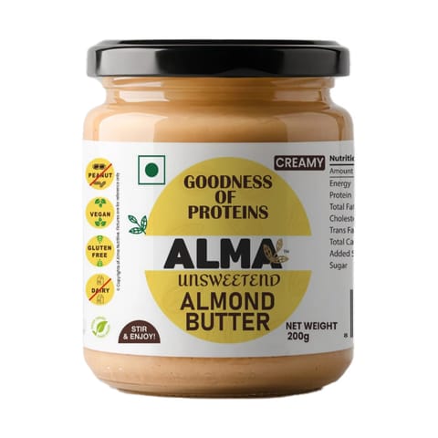 Alma Almond Butter Unsweetened, 200gms