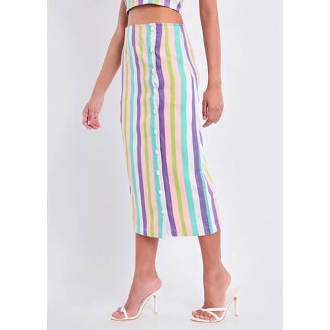 Clime Handloom Striped Long Skirt
