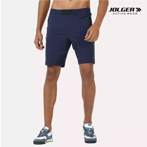 JOLGER Men's Wrinkle Resistant PU-bonded zipper pocket Shorts