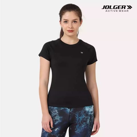 JOLGER Women's Satin Soft Super Stretch Crew Neck T-shirt