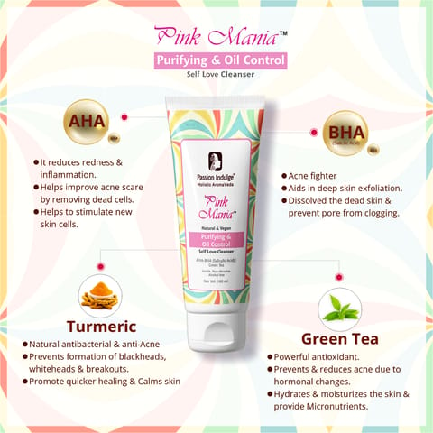 Pink Mania Purifying & Oil Control Face Cleanser With AHA BHA (Salicylic Acid)