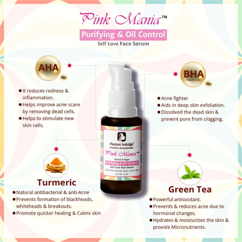 Passion Indulge Pink Mania Purifying & Oil Control Face Oil - Exfoliate dead cell