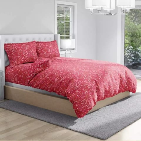 Swaas 100% Pure Cotton Pink Bright Blooms Bedsheet Set