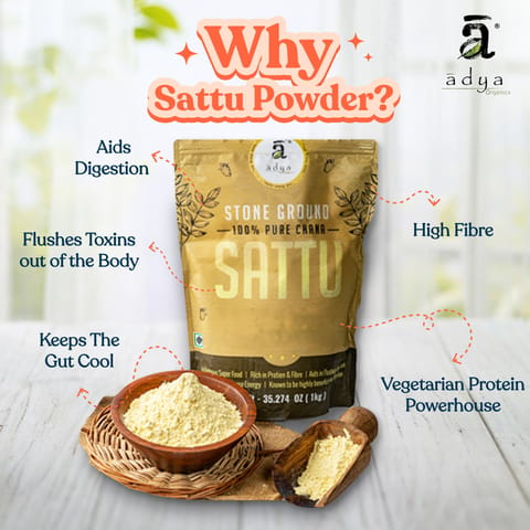 Adya Organics Organic Chana Sattu Powder - 1 Kg