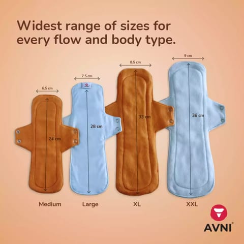 Avni Fluff Washable Cloth Pads| Antimicrobial | Reusable | With Storage Pouch