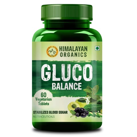 Himalayan Organics Plant Based Gluco Balance Insulin Resistance, Diabetes Control | Jamun, Bittermelon, Amla, Gudmar, Chirayta Extracts | 60 Veg Tablets