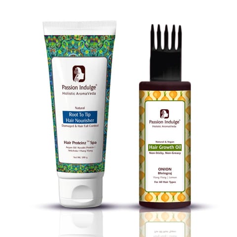 Passion Indulge Hair Proteinz Spa & Onion-Bhringraj Hair Growth Oil | Haircare Combo