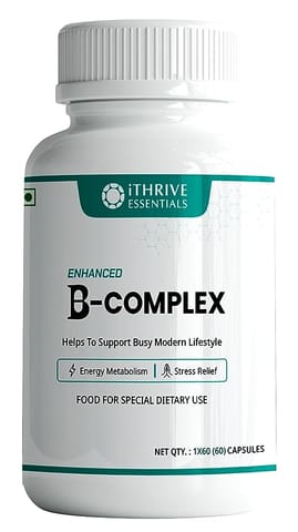 iThrive Essentials Enhanced B-Complex with Choline & Inositol - India's Premium B Vitamin Supplement for Optimal Vitality (60 Capsules)