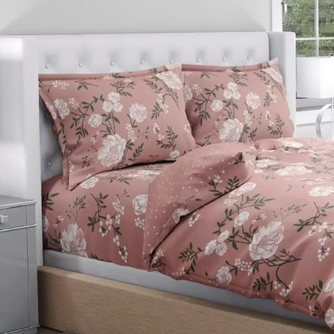 Swaas Antimicrobial 100% Cotton Pink Dusty Floral Bedsheet Set