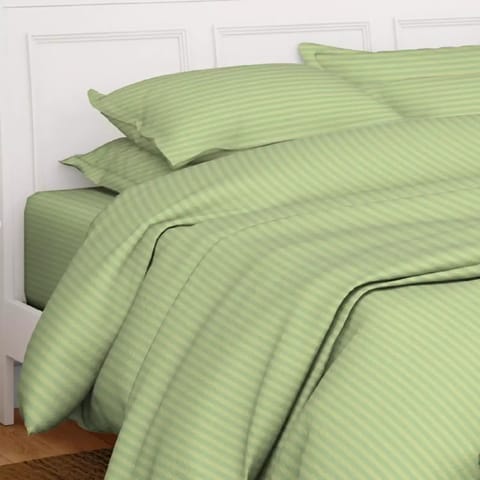 Swaas Antimicrobial Sateen Striped Green Bedsheet Set