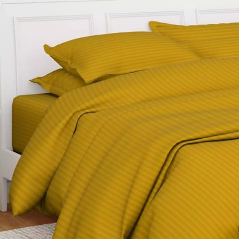 Swaas Antimicrobial Sateen Striped Orange Bedsheet Set