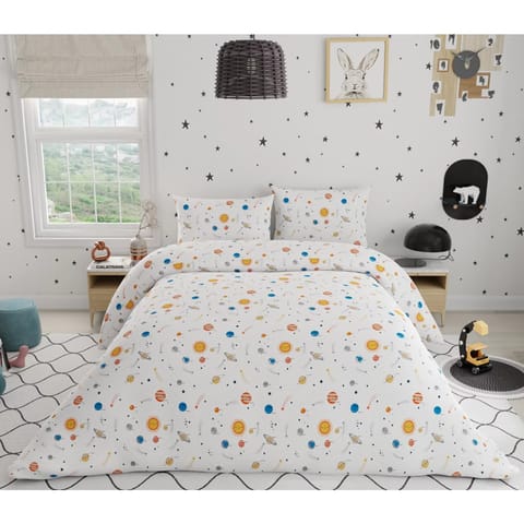 Swaas Space Galaxy 100% Cotton Antimicrobial Kids Bedsheet Set